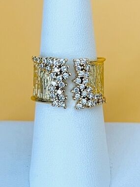 Gold plated and paved clear crystal Women's Ring size 7